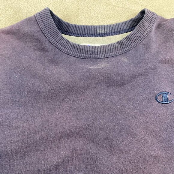 Champion Men's Crewneck Sweatshirt Medium Dark Navy Cotton Blend - Picture 8 of 13